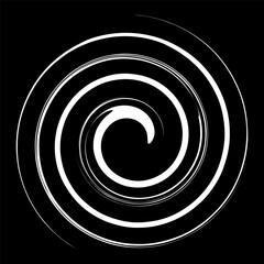 Swirl twirl, spiral, vortex shape. Circular, radial lines element with rotation effect