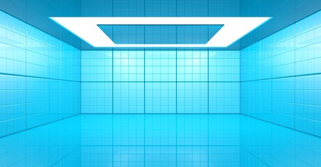 blauer Raum mit gefliesten W&auml;nden