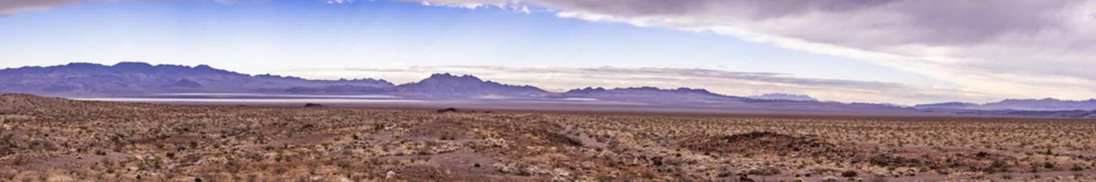 Panoramic image over Southern California desert during daytime