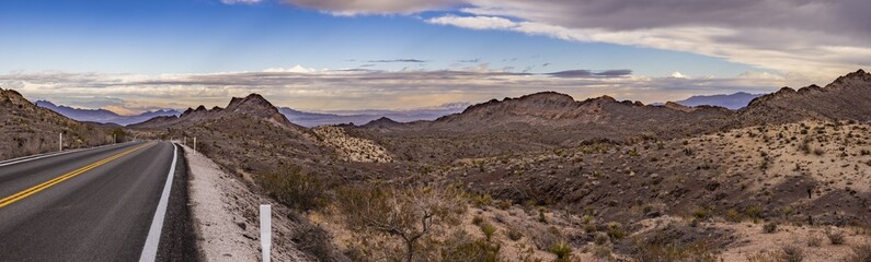 Panoramic image over Southern California desert during daytime