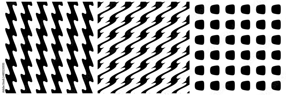 Aufkleber set of 3 seamless pattern, texture vector