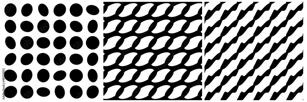 Aufkleber set of 3 seamless pattern, texture vector