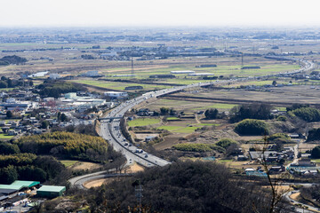 三毳山　栃木百名山　富士見台（展望台）からの風景　東北自動車道