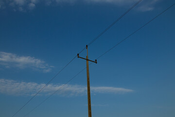 medium voltage pole of the electric network in the field