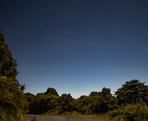 Costa Rica sunset, long exposure night photography, stars, clouds, moonlight, landscape, blurred background, advertising copy space