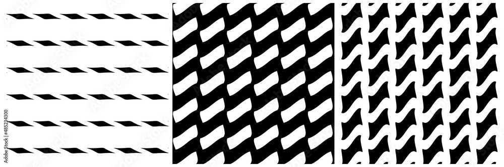 Aufkleber set of 3 seamless pattern, texture vector
