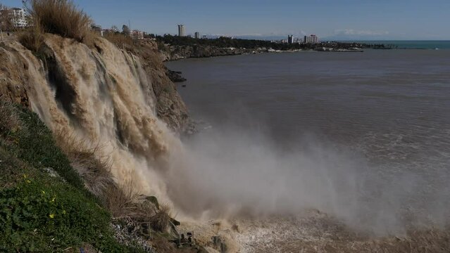 touristic cliff city antalya in mediterranean turkey coastline by the mediterranean sea	