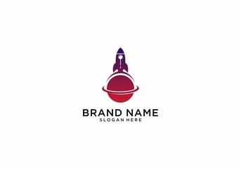 Obraz premium rocket logo template vector, icon in white background