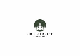 green forest logo template in white background
