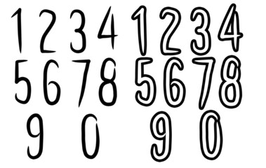 Handmade set of numbers. Vector.