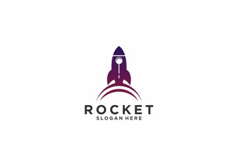 Obraz premium rocket logo template vector, icon in white background