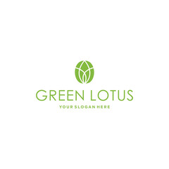 flat GREEN LOTUS leaf leaves plants logo design