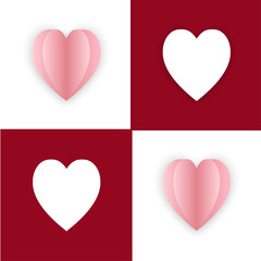 pink hart with red background, hart vector , valentine concept card