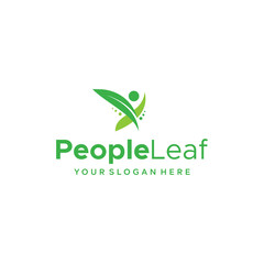 minimalist PeopleLeaf leaves human logo design