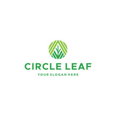 flat CIRCLE LEAF geometric plants logo design