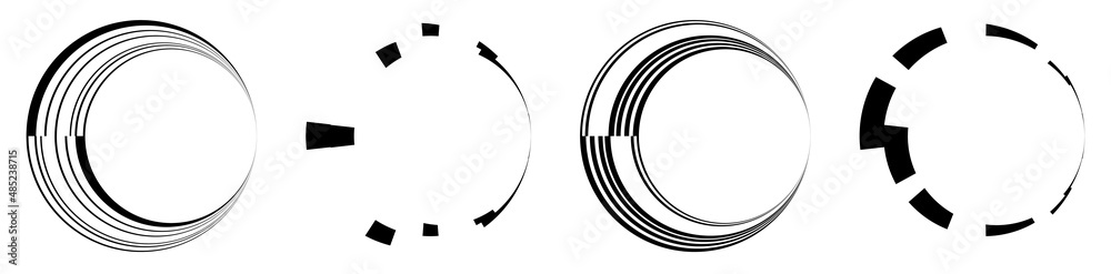 Poster set of abstract circle graphic. geometric circle, ring design element. circular, concentric angular 