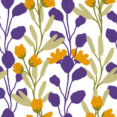 Summer Bright floral and Flowers Seamless Patterns