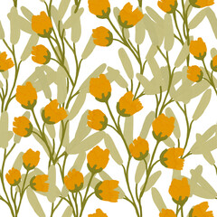 Summer Flowers Seamless Patterns in warm colors