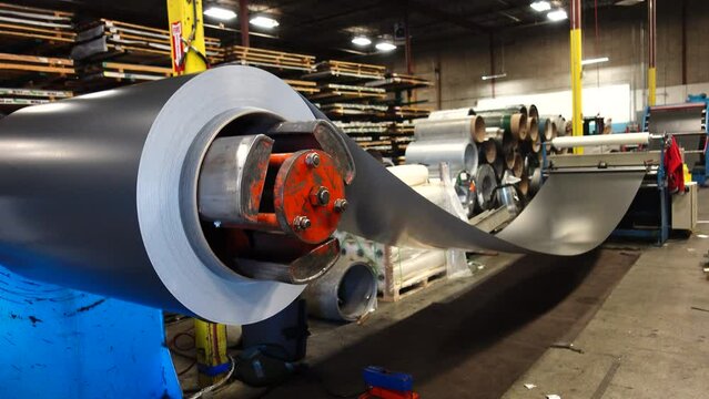 Metal Decoiler Machine in Metal Roofing Factory Floor