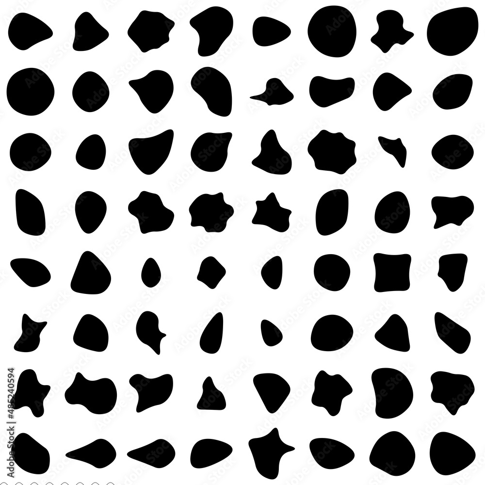 Poster random blotch, inkblot. organic blob, blot. speck shape.splat, fleck graphic. drop of liquid, fluid.