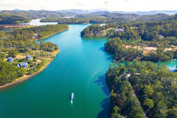 Fototapeta na wymiar Aerial view of Tuyen Lam lake Da Lat city, Vietnam.