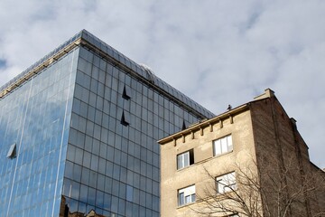 Obraz premium Belgrage Serbia in January 2022, windows of Belgrade, architecture of Belgare