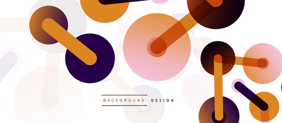 Line points connections geometric abstract background. Circles connected by lines. Trendy techno business template for wallpaper, banner, background or landing