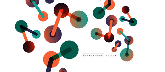 Abstract background. Round dots connected by lines. Trendy techno business template for wallpaper, banner, background or landing