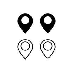 Location pin icon. Map pin place marker. Location icon. Map marker pointer icon set. GPS location symbol collection. Flat style - stock vector.