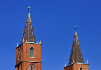 Fototapeta na wymiar church steeple against sky