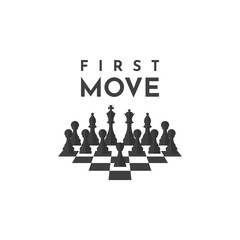 Chess piece to start game. concept of first move business strategy and marketing plan