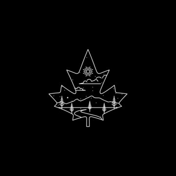 white leaf landscape design on black clip art preview