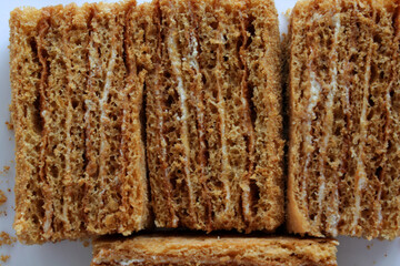 honey cake texture, macro shot, top view