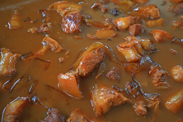 Chinese traditional dishes big pot stew meat