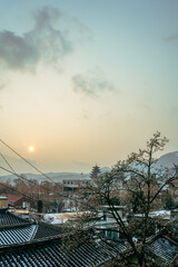 Panoramic view of Bukchon Hanok Village at winter in Seoul, Korea