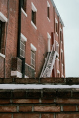 Brown brick wall and building in Seoul, Korea