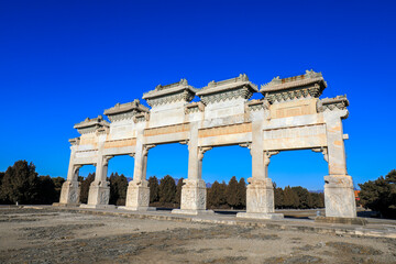 Fototapeta premium The stone archway is in the scenic spot of the eastern Mausoleum of the Qing Dynasty, China