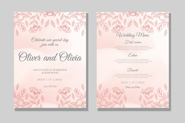 hand drawn floral wedding invitation template