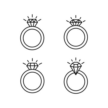 Diamond Ring Icon Vector Design Template Illustration Sign And Symbol