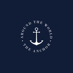 Emblem of Ship Anchor Logo Vector Vintage , Illustration Design of Ocean Concept for inspiration