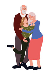 family grandparents and girl