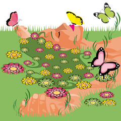 spring woman with butterflies 