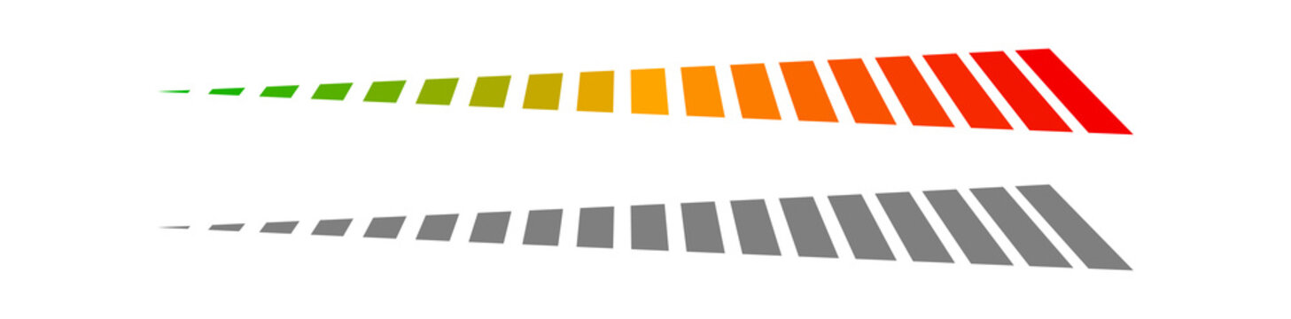 Level, progress bar, indicator. Low-high progression, guage, meter and scale. Benchmark, performance indication