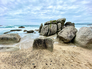 Beautiful sea landscape with big stones. mobile photo
