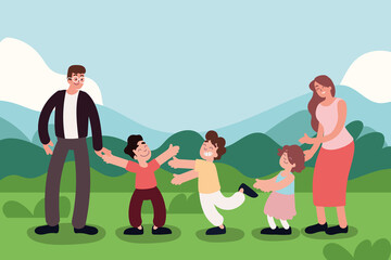 Naklejka premium family parents and kids