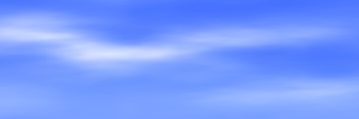 Blue sky with white clouds, panoramic image, vector background