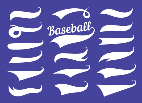 Premium Vector  Text tails calligraphic swoosh retro decorative swish line  and underline curl for baseball sport emblem design vector set