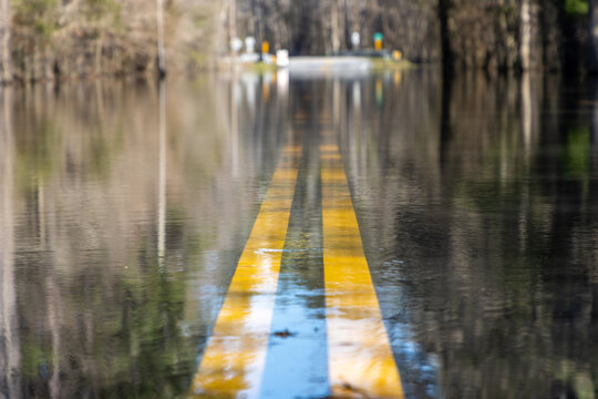 Flooded road after hurricane