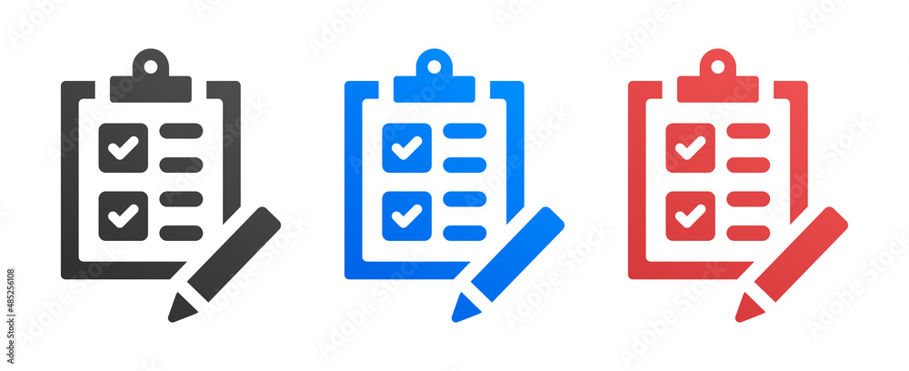 Poster task icon set. checklist icon vector isolated on white background.
