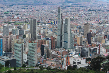 Obraz premium Aerial view of Bogota City from Monserrate mountains